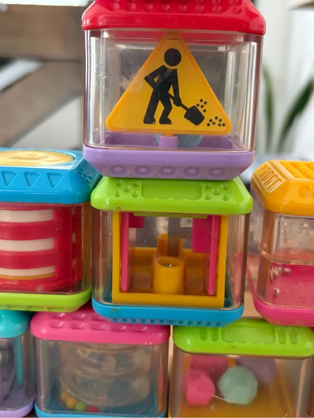 Fisher Price Peek-a-Boo Building Blocks Animals Sensory Play Toys Set Lot Of 9